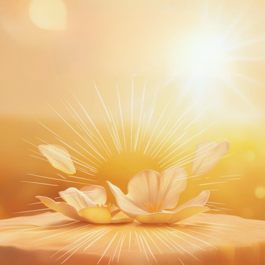 Image d'une fleur de lotus immergée dans la lumière dorée du soleil apportant régénération par la Vitalité Émotionnelle. Laure Colla collaure.com